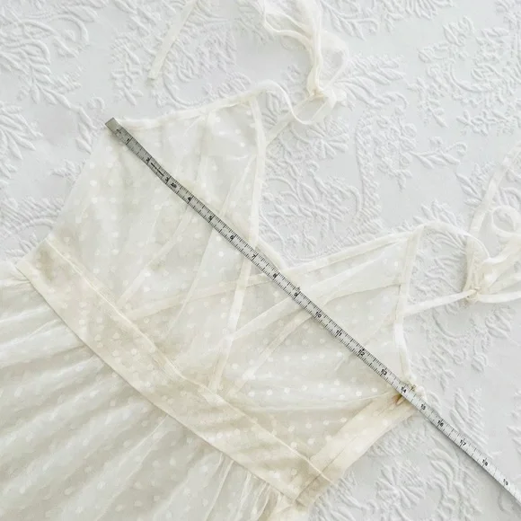 NWOT Lulus Cruise to Catalina Ivory Swiss Dot Sheer Maxi Swim Cover-Up Small - Picture 12 of 14